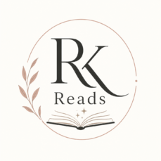 RK Reads logo featuring an open book and elegant RK monogram.
